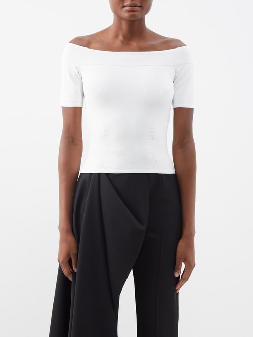 Alexander Mcqueen - Off-the-shoulder Stretch-knit Top Ivory