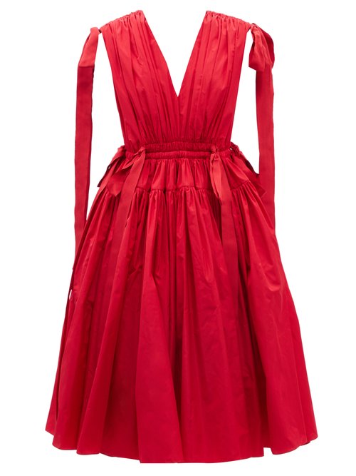 Alexander Mcqueen - Drawstring-waist Cutout Faille Dress Red