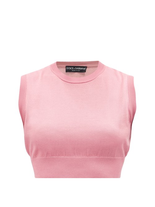 Dolce & Gabbana – Sleevless Silk Cropped Top Pink