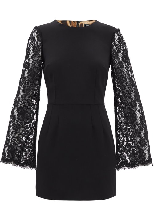 Dolce & Gabbana – Lace-trimmed Cady Mini Dress Black