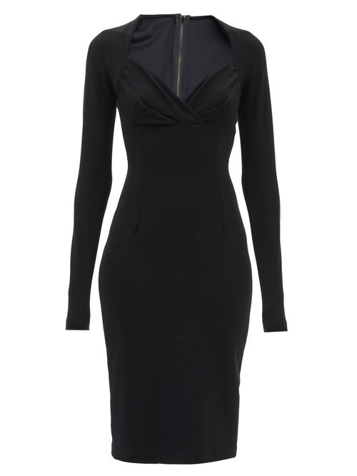 Dolce & Gabbana - Sweetheart-neckline Jersey Midi Dress Black