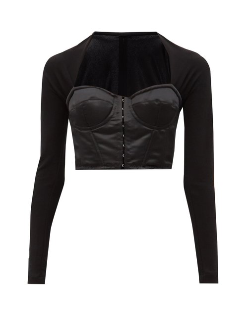 Dolce & Gabbana - Sweetheart-neckline Jersey And Satin Corset Top Black