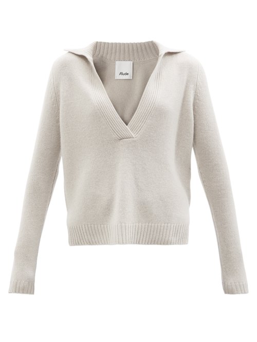 Allude - Serafino V-neck Cashmere Sweater Light Grey
