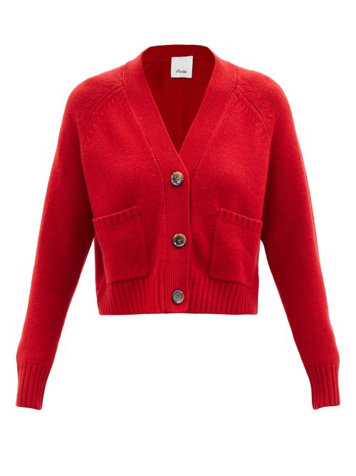 Allude - V-neck Cashmere Cardigan Red