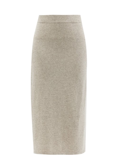 Allude - High-rise Cashmere Skirt Grey