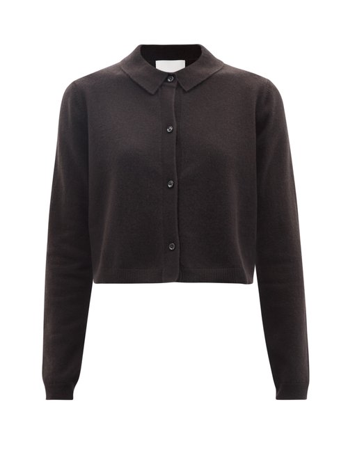 Allude - Point-collar Wool-blend Cardigan Black
