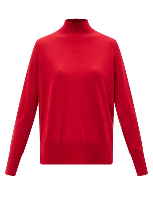 Allude - High-neck Wool Sweater Red