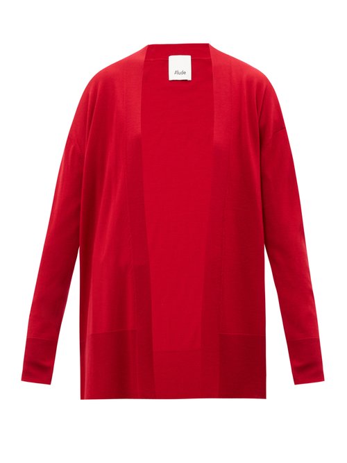 Allude - Open-front Wool Cardigan Red