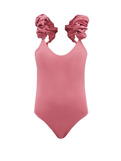 Maygel Coronel - Joyce Ruffled-strap Swimsuit Pink Beachwear