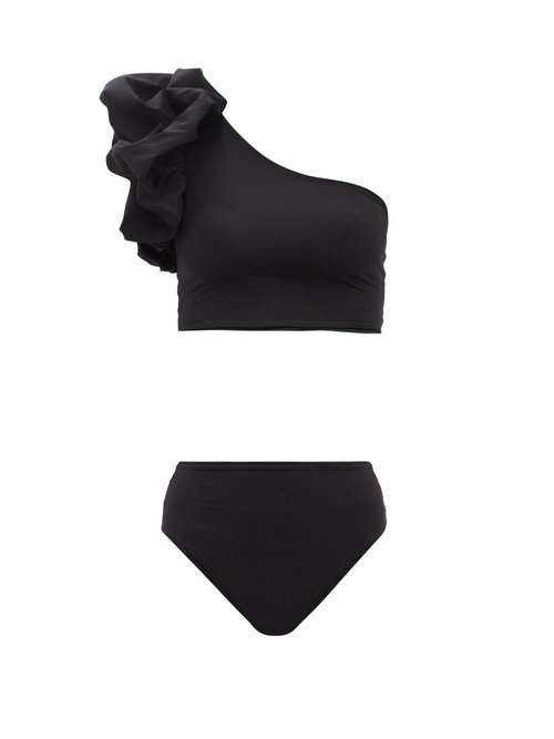 Maygel Coronel - Luisa One-shoulder High-rise Bikini Black Beachwear