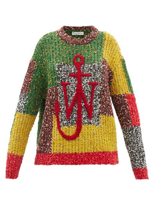 JW Anderson - Anchor-logo Patchwork Sweater Red