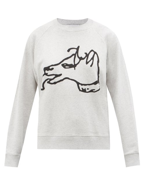 Bella Freud - Dog-print Cotton-jersey Sweatshirt Grey