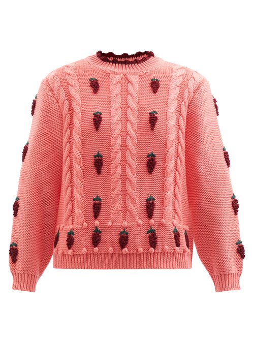 Shrimps - Linden Wool-blend Cable-knit Sweater Pink Multi