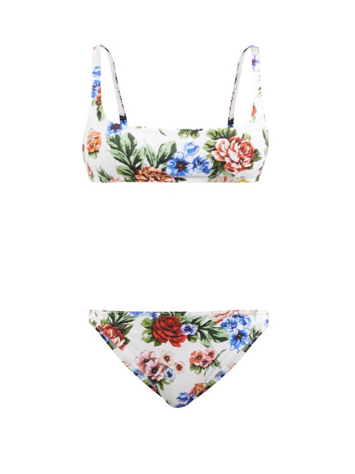 Emilia Wickstead - Bea Floral-print Bikini White Print Beachwear