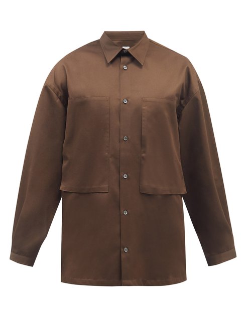 E. Tautz Lineman Patch-pocket Cotton-poplin Shirt In Dark Brown