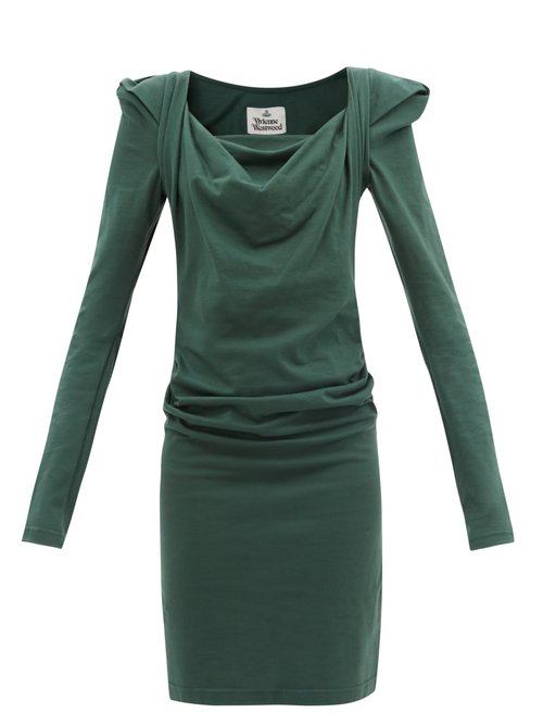 Vivienne Westwood - Elizabeth Cowl-neck Cotton-jersey Dress Green