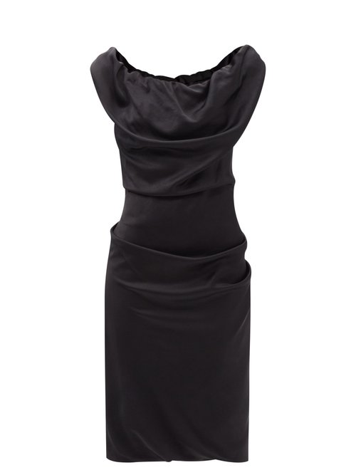 Buy Vivienne Westwood - Ginnie Gathered-satin Pencil Dress Black online - shop best Vivienne Westwood clothing sales