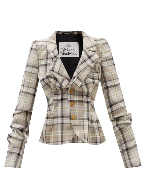 Vivienne Westwood - Drunken Tailor Check Wool-fresco Suit Jacket Beige