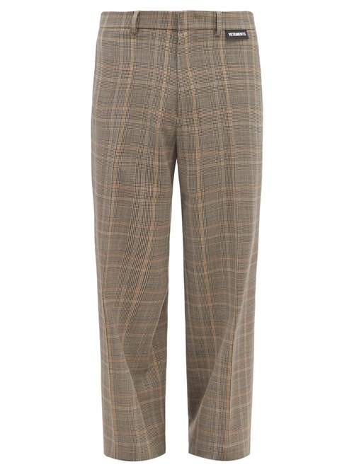 Checked Wide-leg Suit Trousers