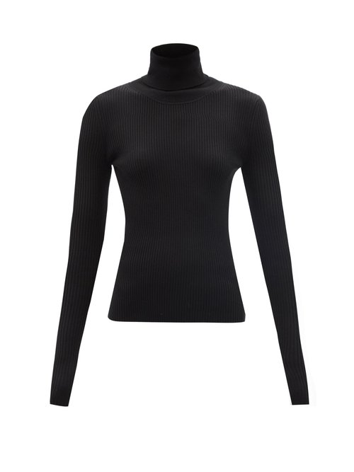 Joseph - Roll-neck Ribbed Merino-wool Blend Sweater Black