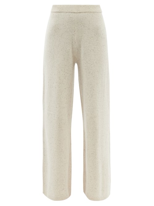 Joseph - High-rise Merino Wool-blend Wide-leg Trousers Grey White