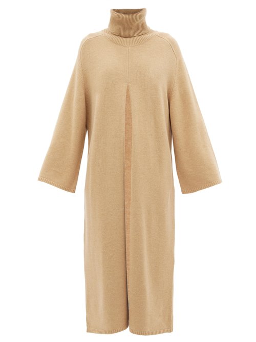 Buy Joseph - Viviane Slit-front Merino-wool Dress Camel online - shop best Joseph clothing sales
