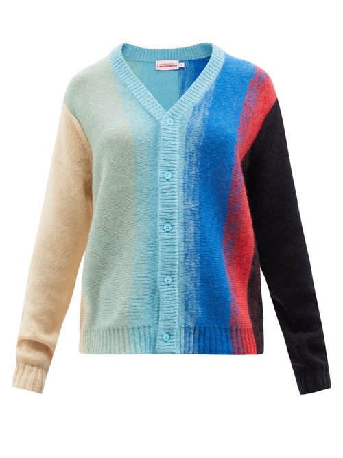 Buy Charles Jeffrey Loverboy - Homefront Striped Knit Cardigan Blue Multi online - shop best Charles Jeffrey LOVERBOY 