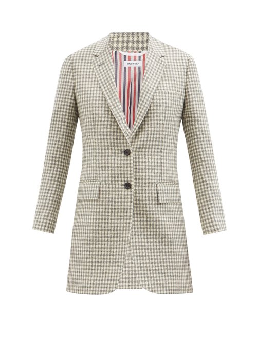 Thom Browne - Single-breasted Houndstooth-check Wool Jacket Grey