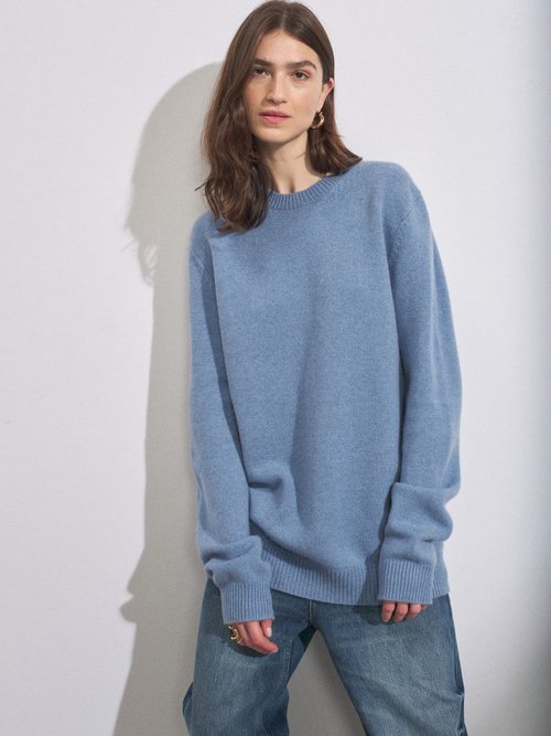 Raey - Crew-neck Recycled-cashmere Boyfriend Sweater Light Blue