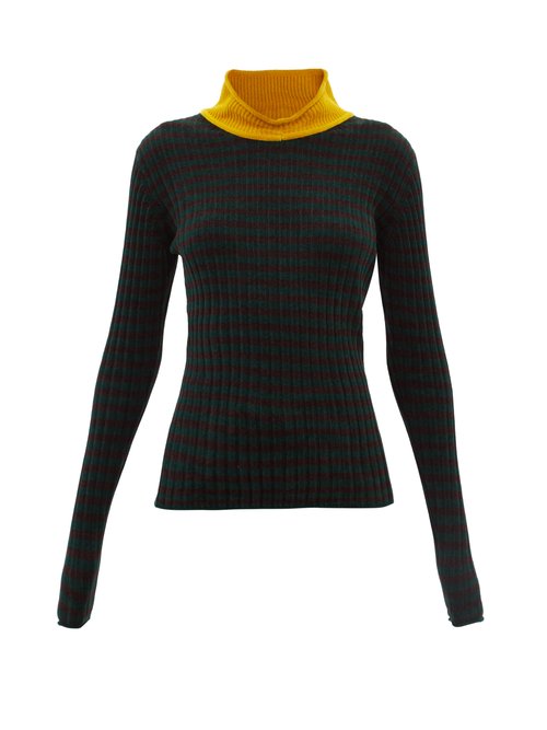 Wales Bonner - Brixton Bi-colour Striped Cotton-knit Sweater Brown