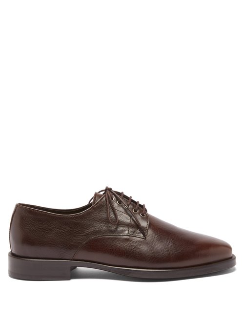 Lemaire Square-toe Leather Derby Shoes In Dark Brown | ModeSens