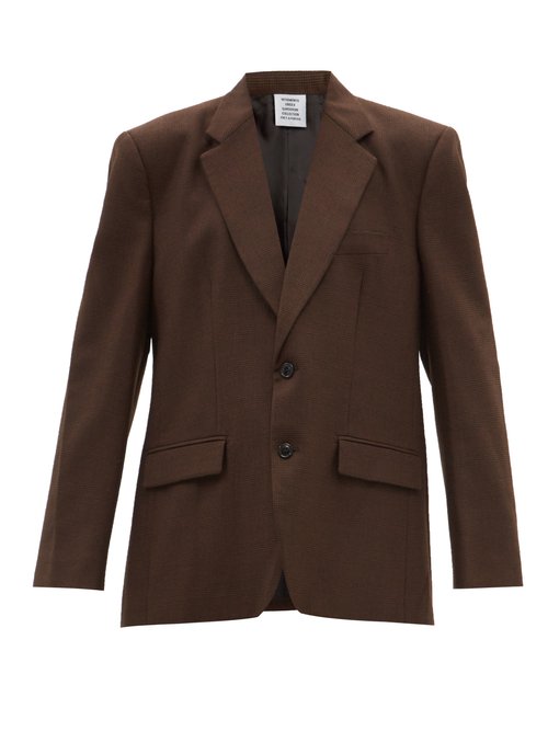 Vetements - Single-breasted Prince Of Wales-check Wool Jacket Brown