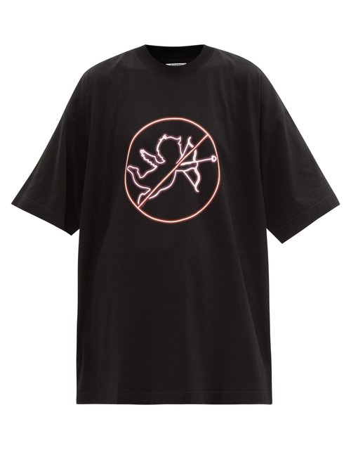 Vetements - No Time For Romance-print Cotton T-shirt Black