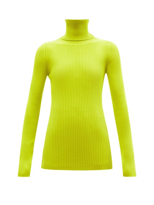 Vetements - Logo-tab Roll-neck Wool-blend Sweater Yellow