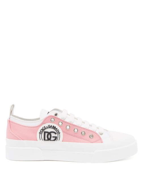 Dolce & Gabbana - Portofino Logo Cotton-canvas Trainers Pink