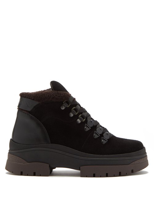 See By Chloé - Aure Shearling-lined Suede Hiking Boots Dark Brown