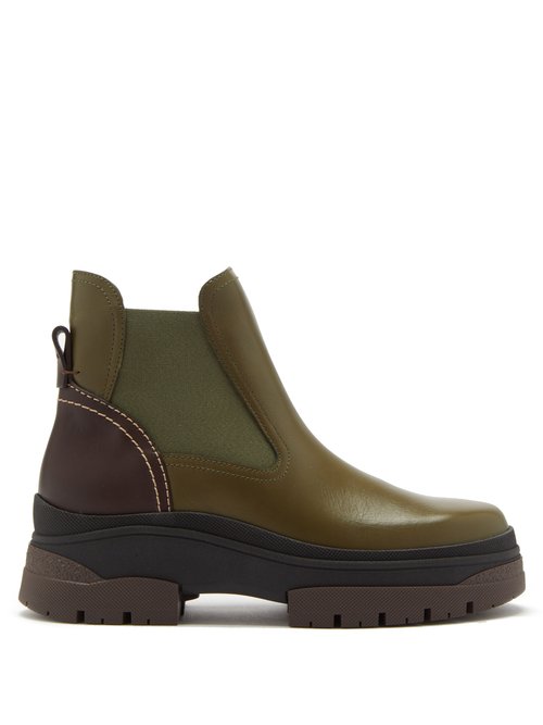 Buy See By Chloé - Cassidie Leather Chelsea Boots Green online - shop best See By Chloé shoes sales