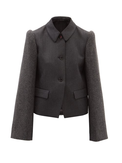 Maison Margiela - Panelled Puffed-shoulder Wool-twill Jacket Dark Grey