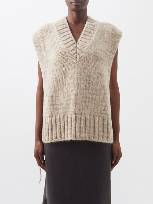 Maison Margiela - Four-stitches Sleeveless Sweater Beige