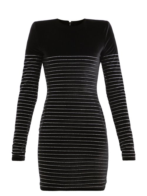 Buy Alexandre Vauthier - Crystal-embellished Velvet Minidress Black online - shop best Alexandre Vauthier clothing sales