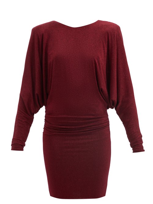 Buy Alexandre Vauthier - Padded-shoulder Lamé Mini Dress Red online - shop best Alexandre Vauthier clothing sales