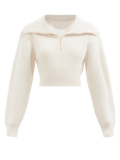 Jacquemus - Risoul Sailor-collar Wool Cropped Sweater Beige