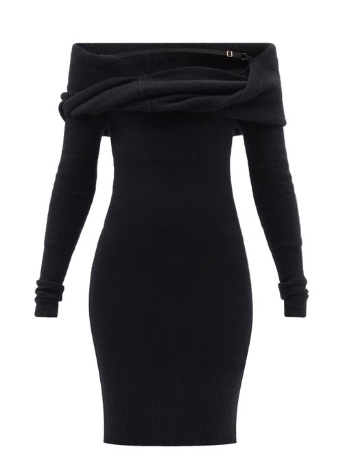 Jacquemus - Ascua Off-the-shoulder Ribbed-knit Dress Black