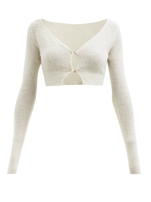 Jacquemus - Alzou Cropped Mohair-blend Cardigan Beige