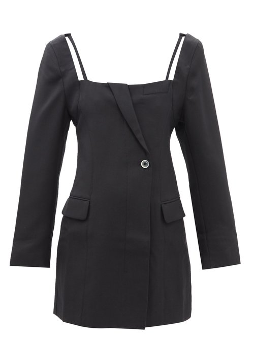 Jacquemus - Maniu Tailored Wool-twill Mini Dress Black