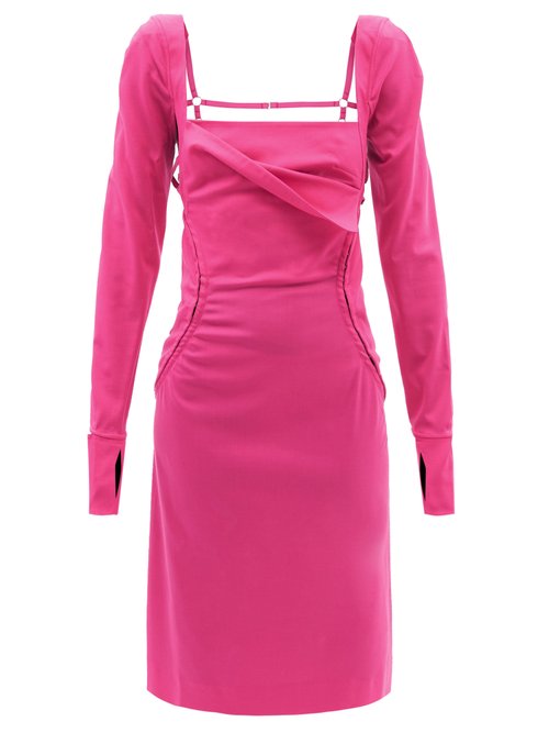 Jacquemus - Cerro Square-neck Wool-blend Twill Dress Pink