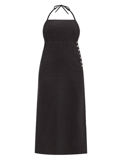 Belize - Aida Halterneck Linen Dress Black