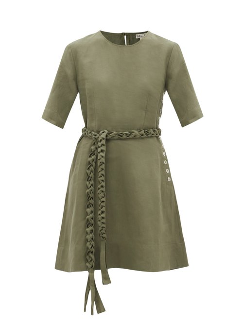 Belize - Genesis Belted Linen Mini Dress Khaki