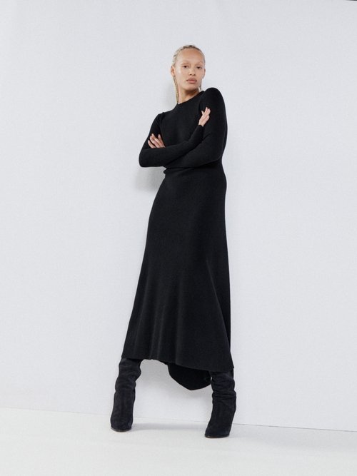 Raey - Recycled-cashmere Blend Ribbed Fishtail Dress Black