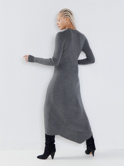 Raey - Recycled-cashmere Blend Ribbed Fishtail Dress Charcoal